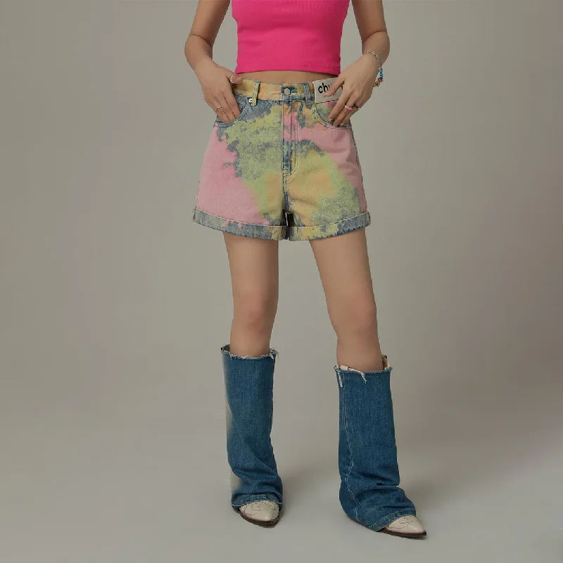 Cozy Layers Colorful Printed Denim Shorts