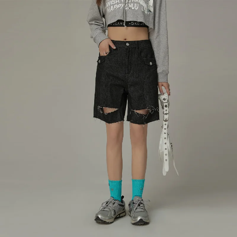 Comfy Chic Wear Distressed Denim Shorts