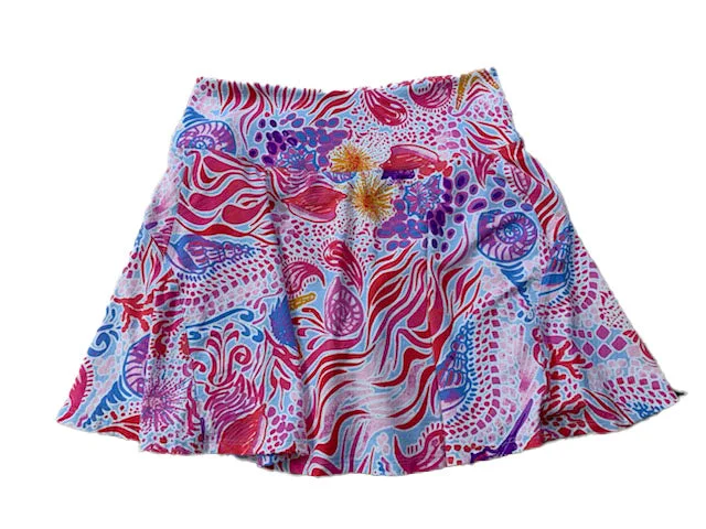 Lounge Wear G Lifestyle 16-Inch Back Yoke Ruffle Skort - Pink Sea Wave