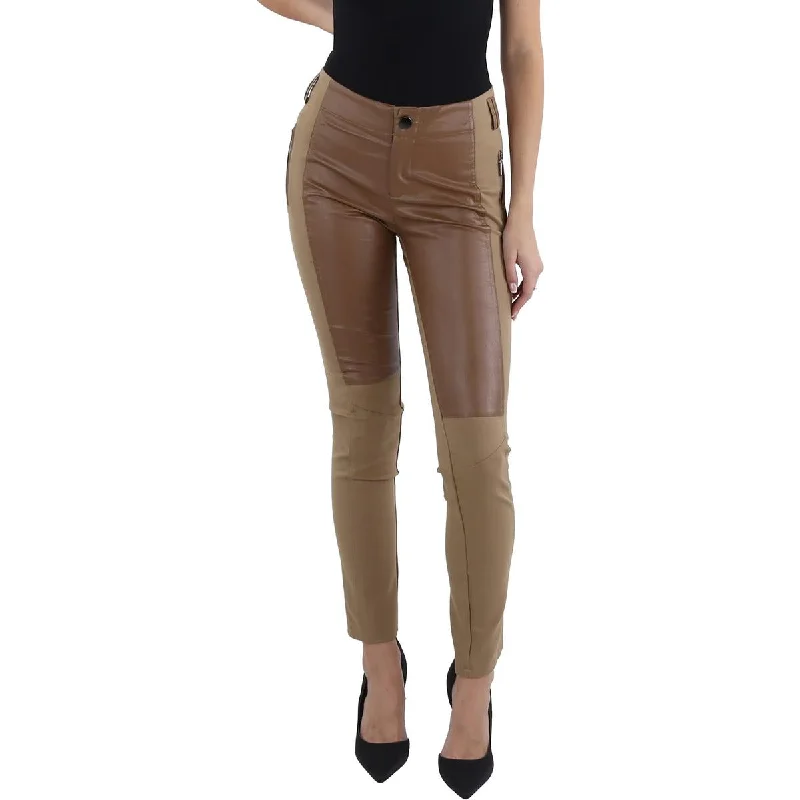 Urban Sense Gracia Womens Front Faux Leather Mixed Media Leggings