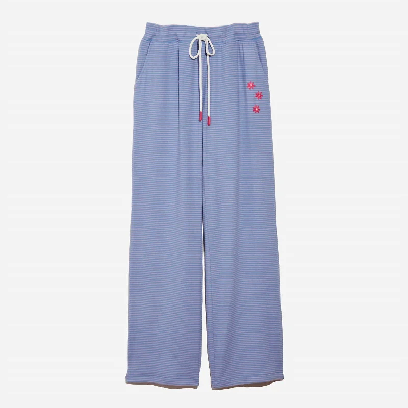 Classic Series Happy Stripe Sweatpant In Glacier Blue