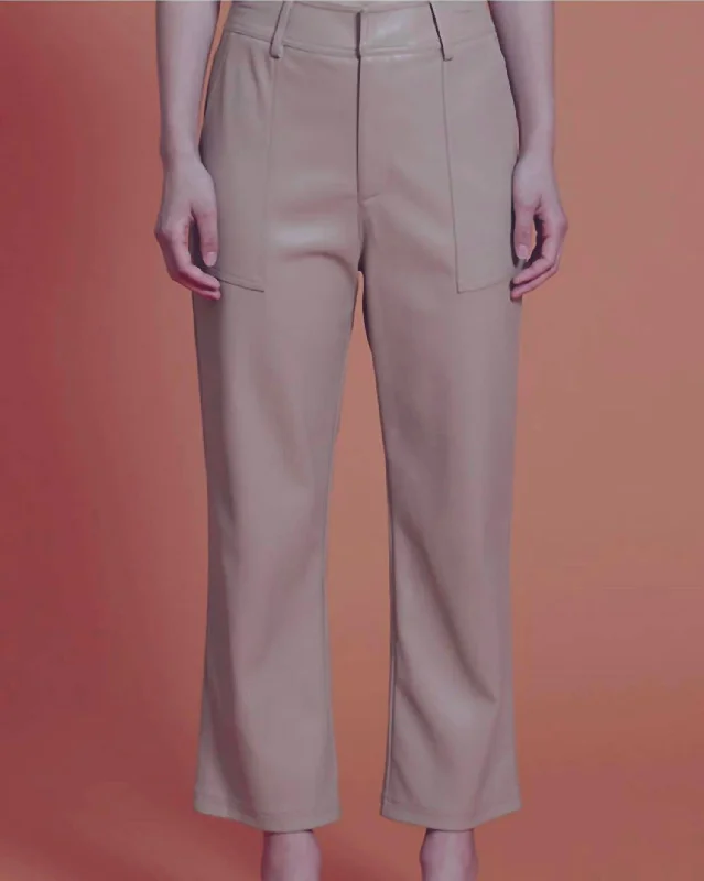 Personalized Clothing Jennifer Faux Leather Pants In Tan