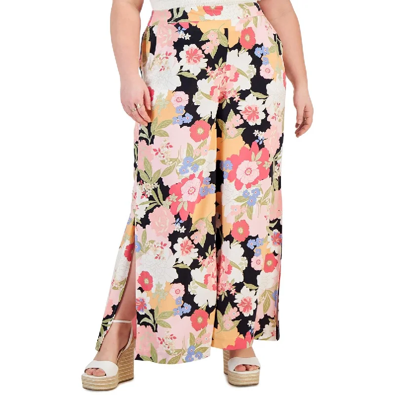 Jessica Simpson Womens Plus Shaye Floral Print  Wide Leg Pants