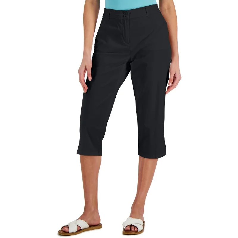 Soft And Comfortable Karen Scott Womens Woven Flat Front Capri Pants