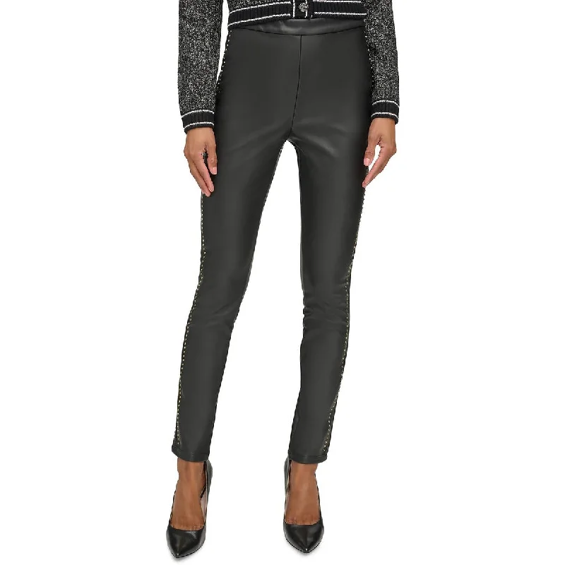 Minimalism Karl Lagerfeld Paris Womens Faux Leather Studded Leggings