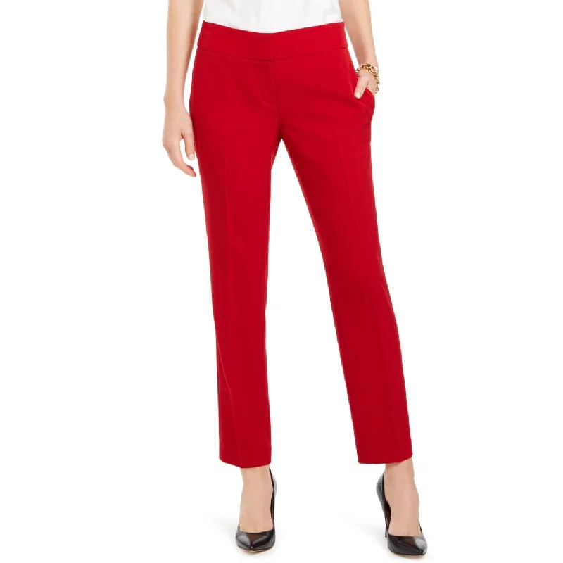 French Retro Kasper Womens Petites Slim Straight Leg Dress Pants