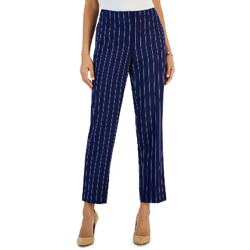 Relaxed Style Kasper Womens Woven Striped Straight Leg Pants