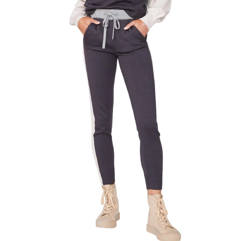 Sports And Leisure Knit Colorblock Jogger In Faded Black/bone/Grey