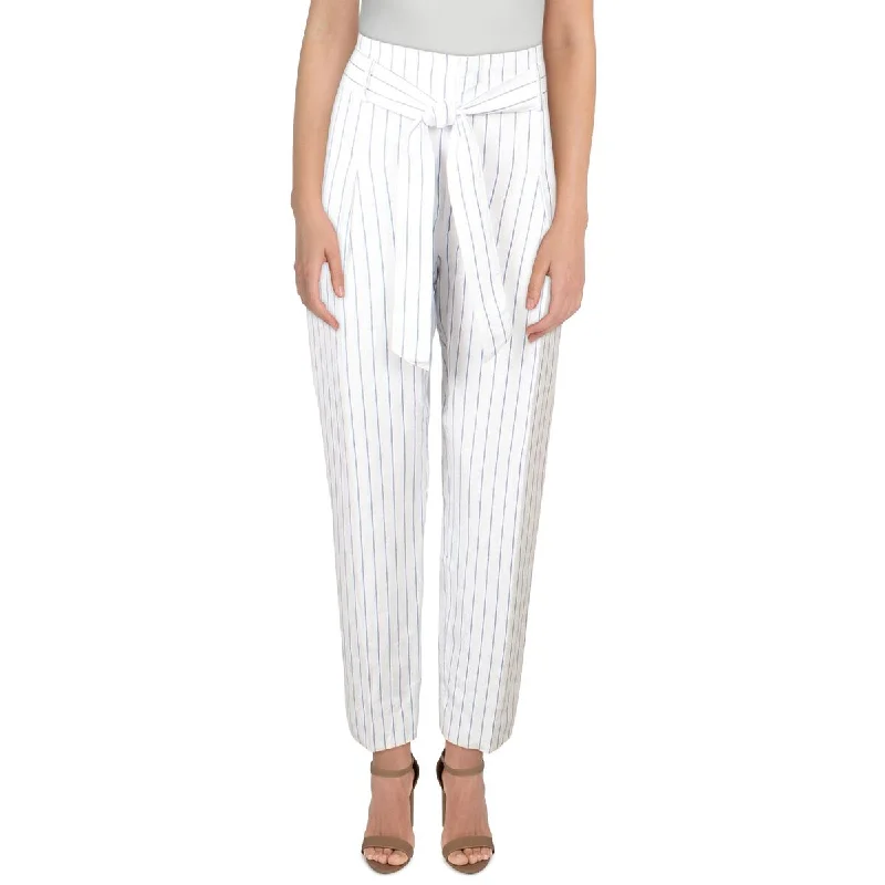 Slim Fit Lauren Ralph Lauren Womens Cadby Linen Striped Straight Leg Pants