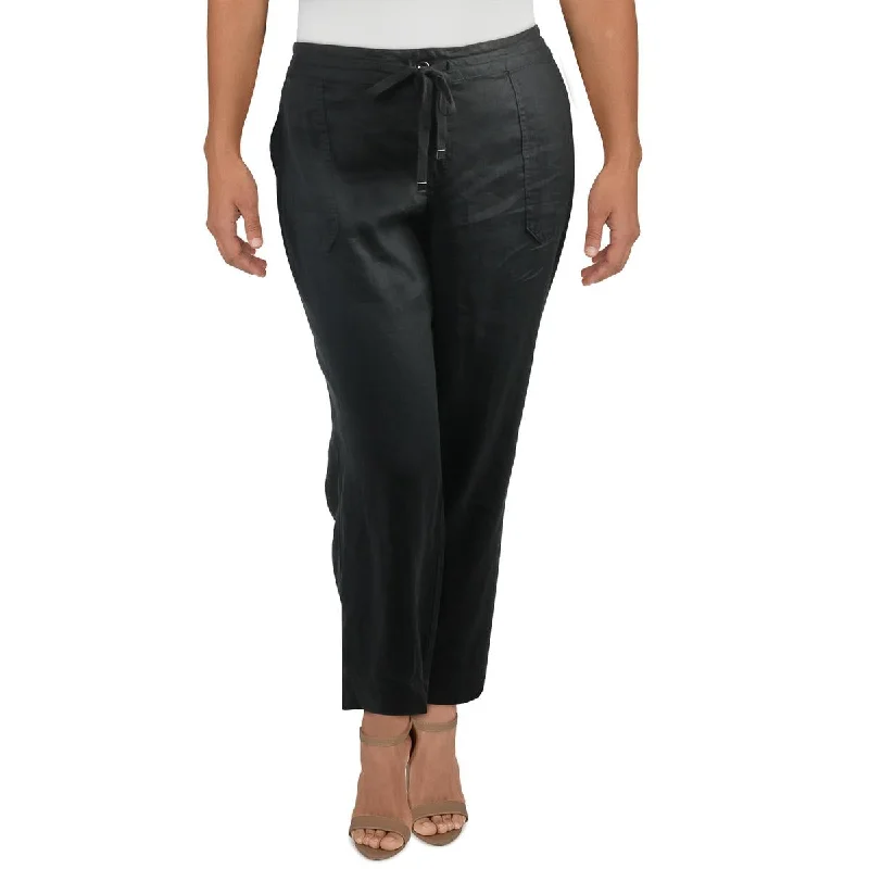 Daily Comfort Lauren Ralph Lauren Womens Plus Jovonie Linen Drawstring Closure Wide Leg Pants