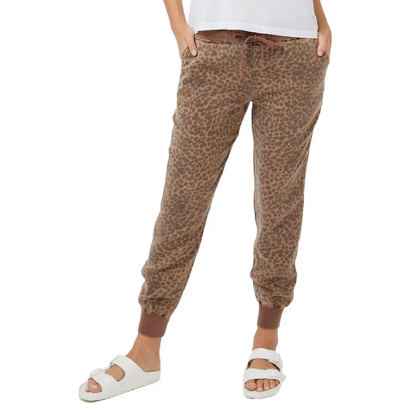Hooded design Leopard Jogger In Latte