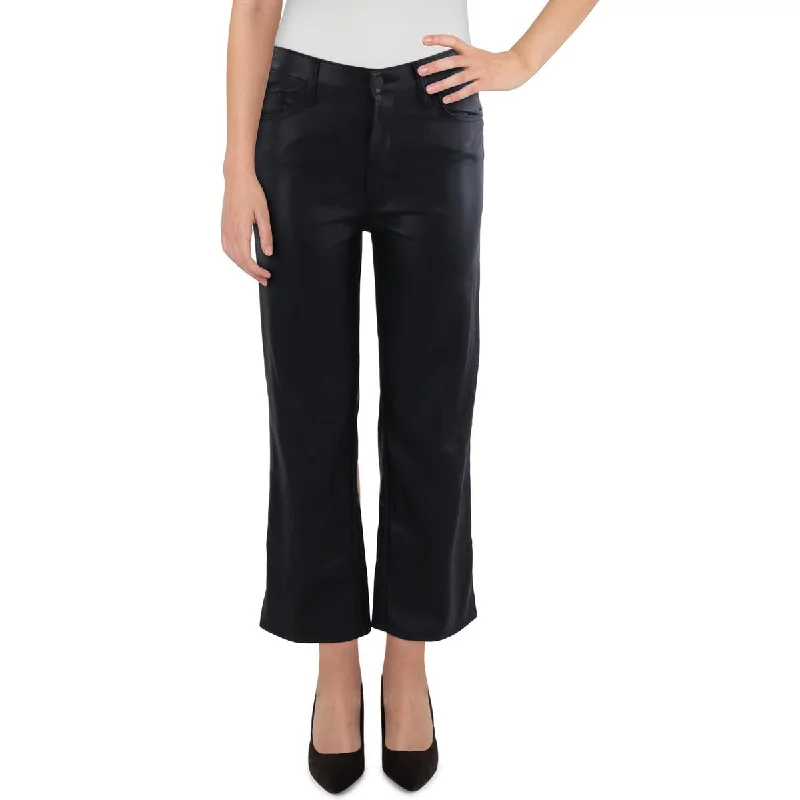 Cozy Sweaters Mother Womens Rambler Faux Leather Mid-Rise Straight Leg Pants