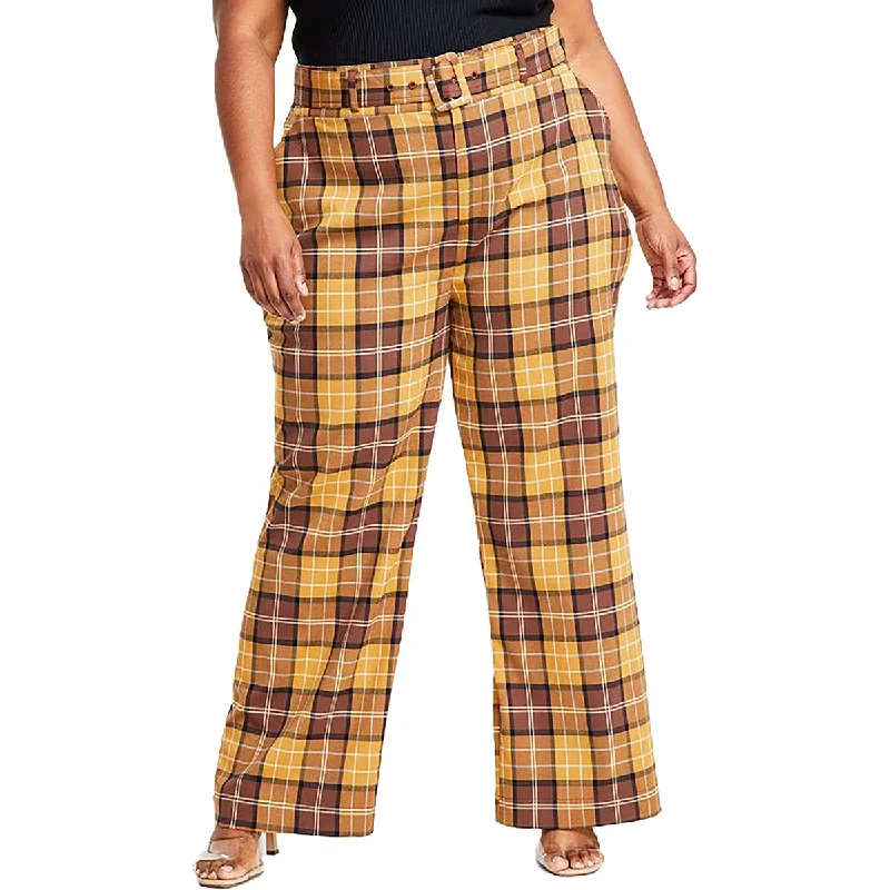 Smart Comfort Nina Parker Womens Plus Belted High Rise Wide Leg Pants