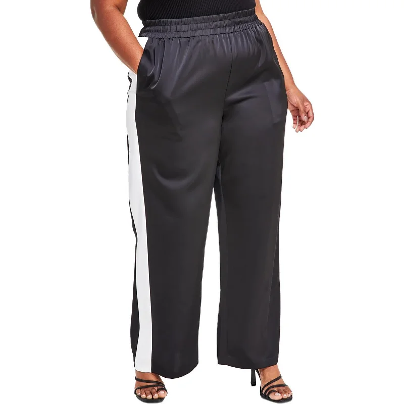 Comfortable Looks Nina Parker Womens Plus Colorblock High Rise Wide Leg Pants