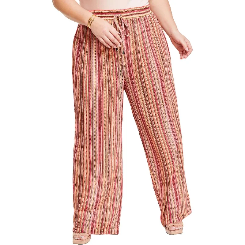 High-end Customization Nina Parker Womens Plus Crochet Drawstring Hem Wide Leg Pants