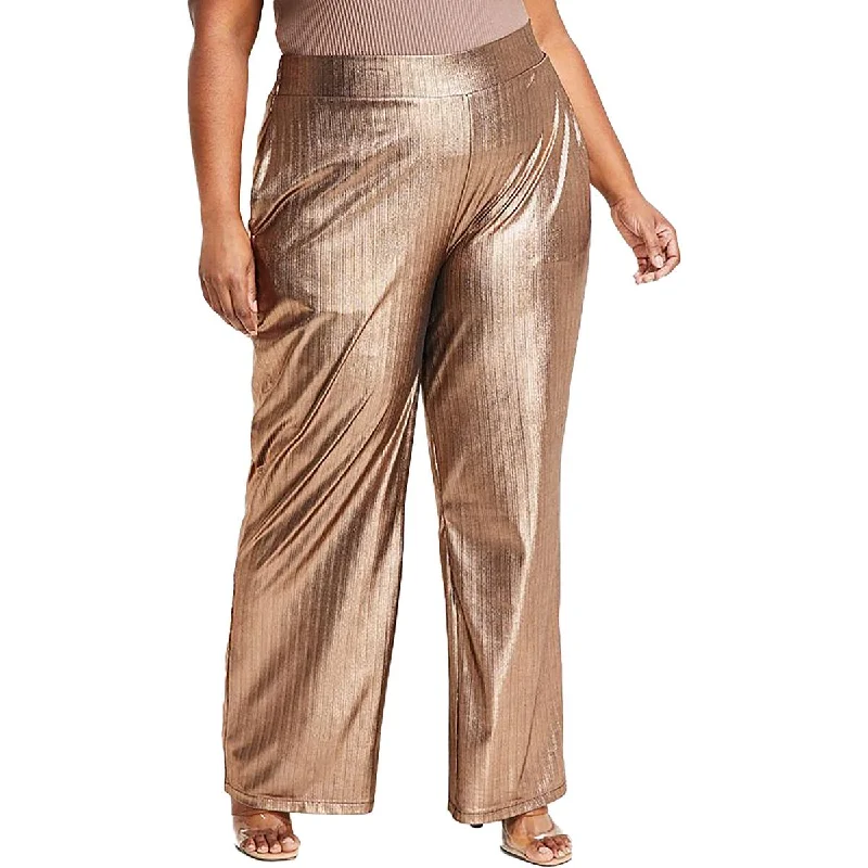 Soft Wear Nina Parker Womens Plus   Metallic Disco Wide Leg Pants
