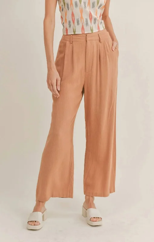 Luxury Customization Out West Linen Pants In Tan