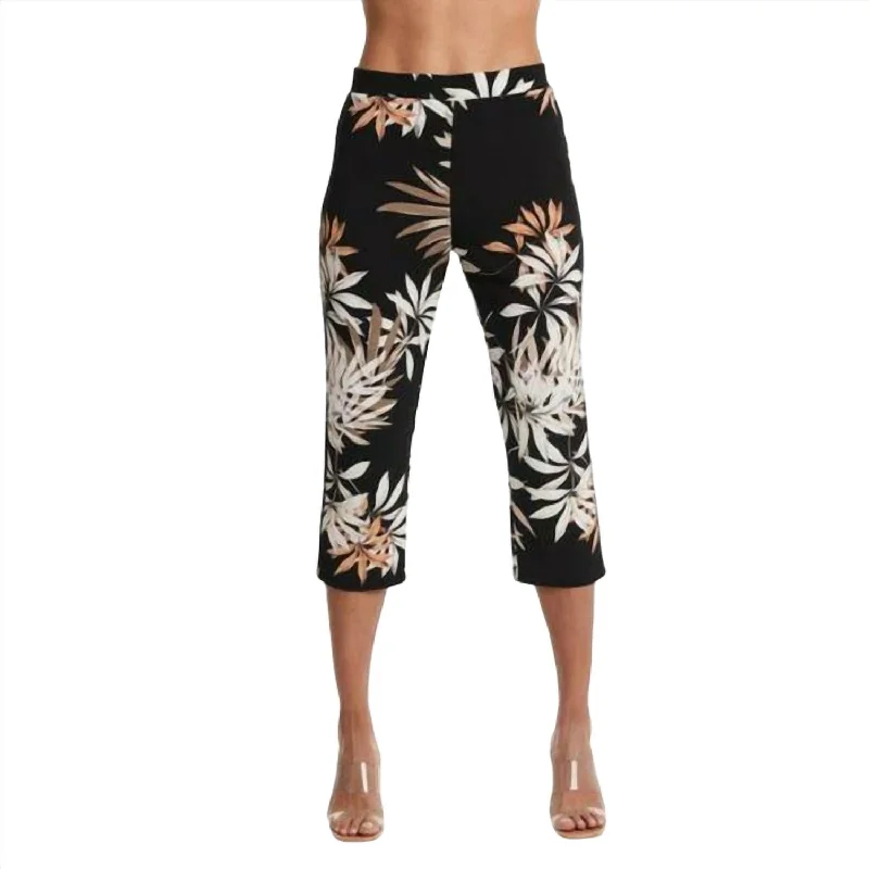 Classic Items Palm Tree Crop Pant In Black Palm