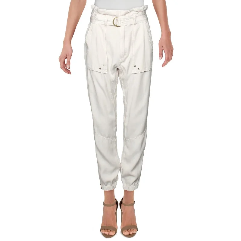 Pam & Gela Womens Paperbag Waist Deep Pockets Pants