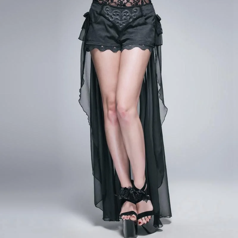 Elegant And Charming Women's Punk Shorts With A Ruff