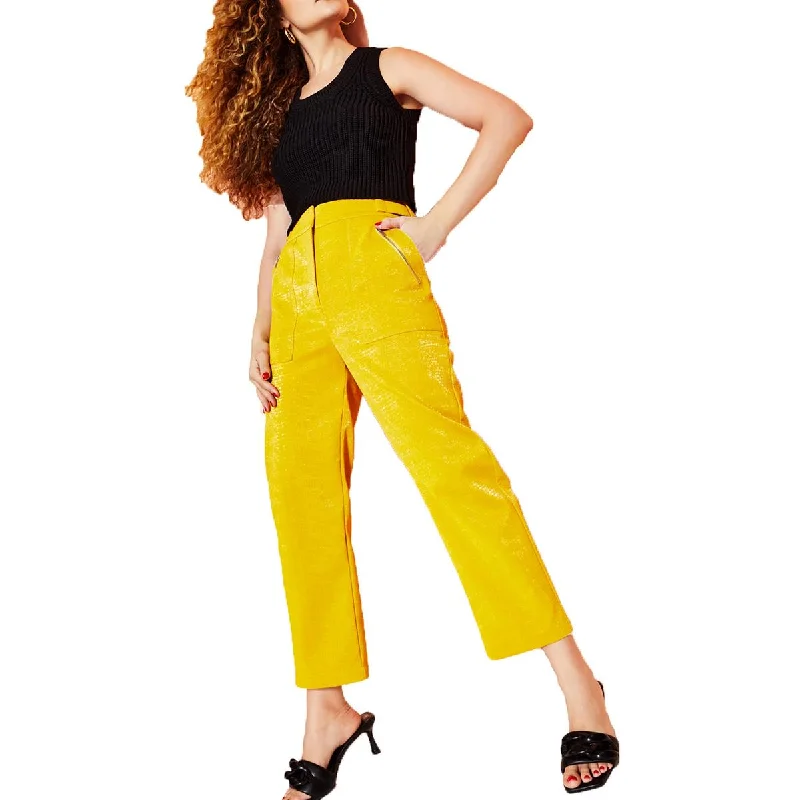 Layered Style Royalty By Maluma Womens Faux Leather High Rise Straight Leg Pants