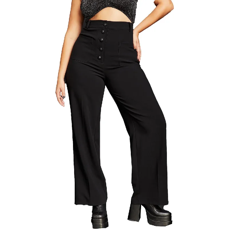 Urban Style Royalty By Maluma Womens High Rise Button Fly Straight Leg Pants