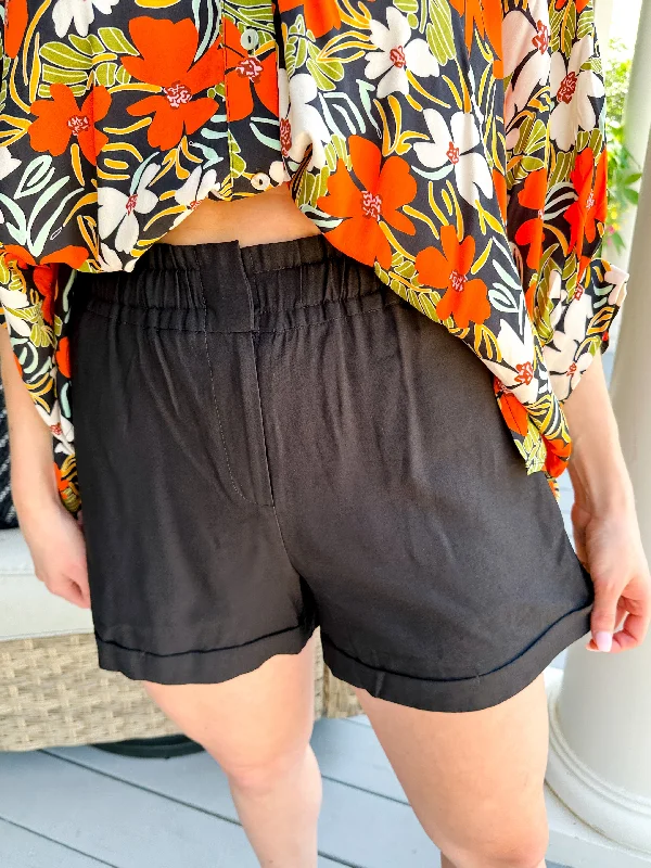 Luxury Customization Solid Cuffed Stretch-Band Shorts