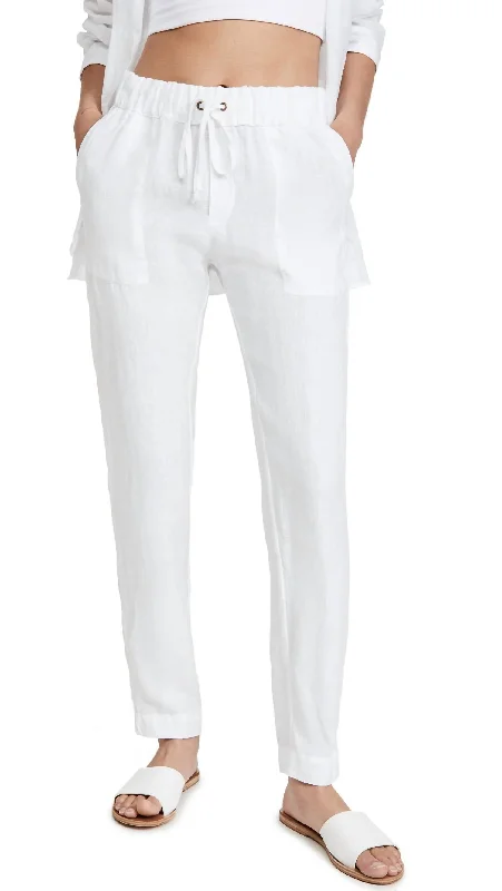Elegant Series Supple Canvas Easy Pant In White
