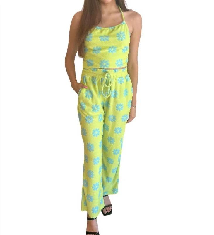 Cozy Footwear Take Me Back Pant In Green
