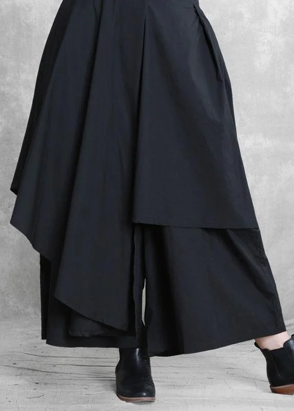 New Design Vintage Black Fashion Casual Asymmetrical Design Fall Wide Leg Pants