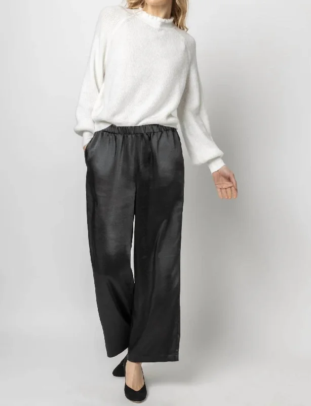 Soft Textures Wide Leg Pant In Black