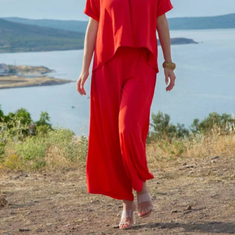 High-end Fashion Wide Leg Pant In Coral