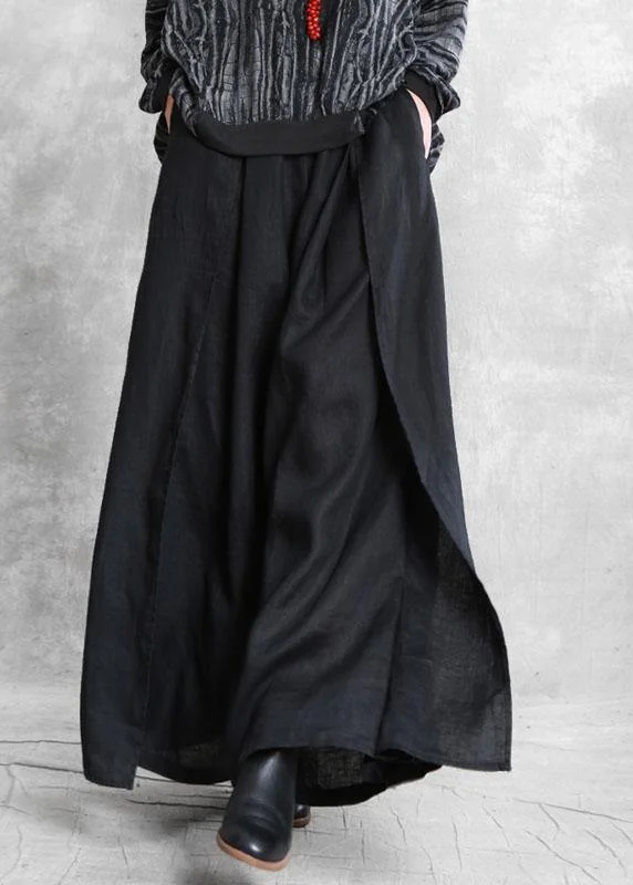 Exquisite Craftsmanship Women Black Pockets Loose Casual Fall Wide Leg Pants