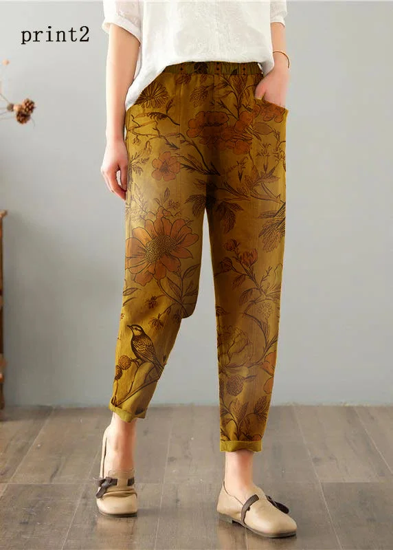 Unique Fashion Women print2 Cotton Linen Summer Pants