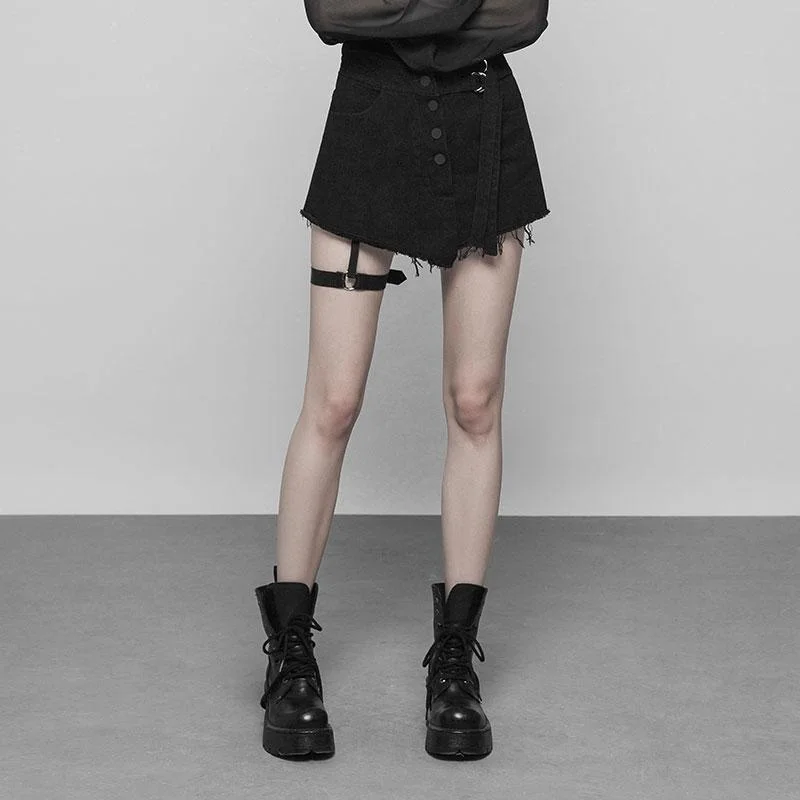 Lively And Youthful Women's Punk Cutaway Shorts