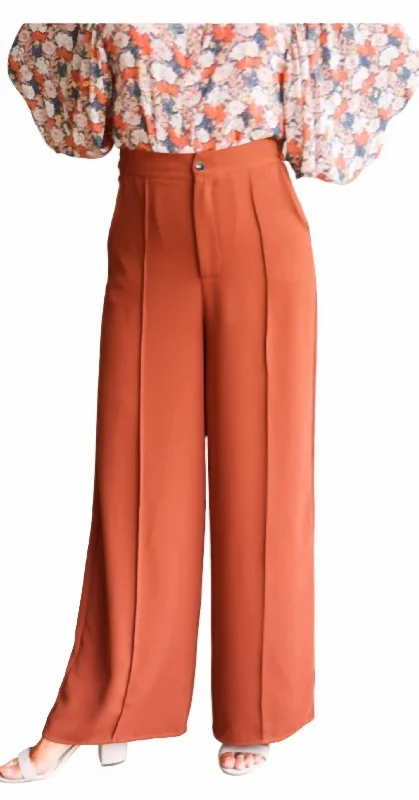 Floral Prints Woven Wide Pants In Caramel