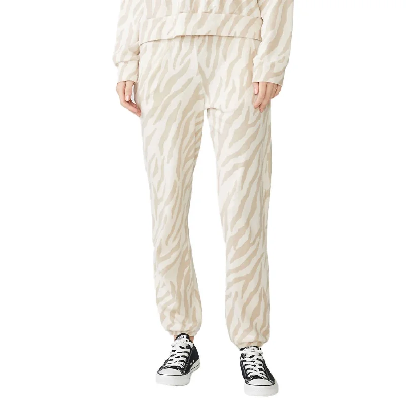 Elegant Style Zebra Jogger In Taupe