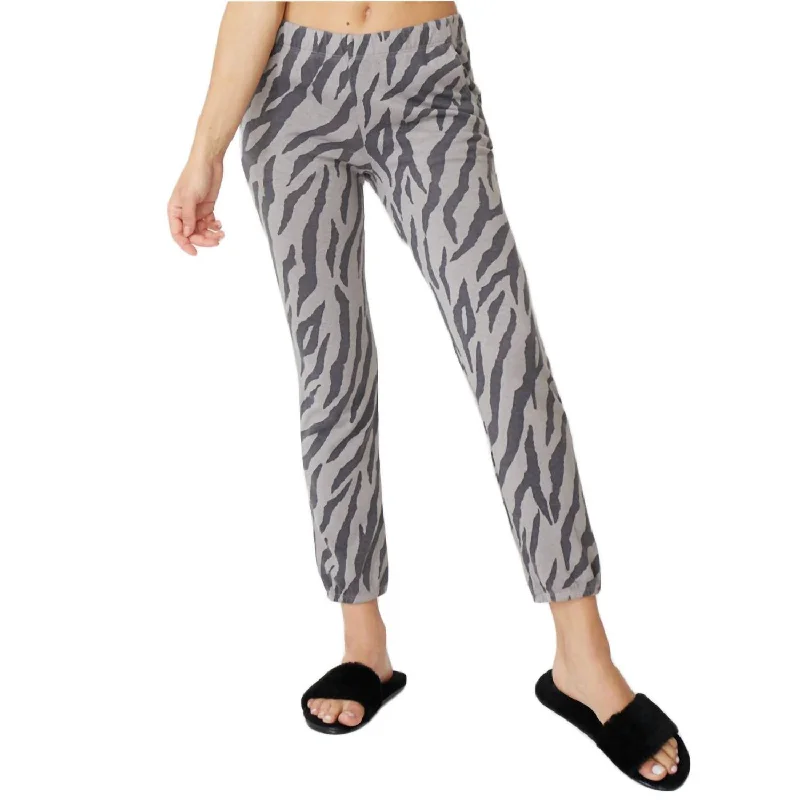 Sporty Wear Zebra Jogger Sweatpants In Grey Combo